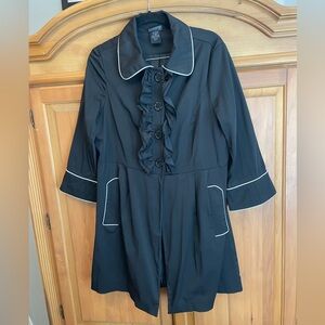 Women's Black Coat with White Trim